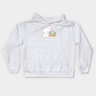 Cute Rabbit Savoring Giant Tiramisu Kids Hoodie